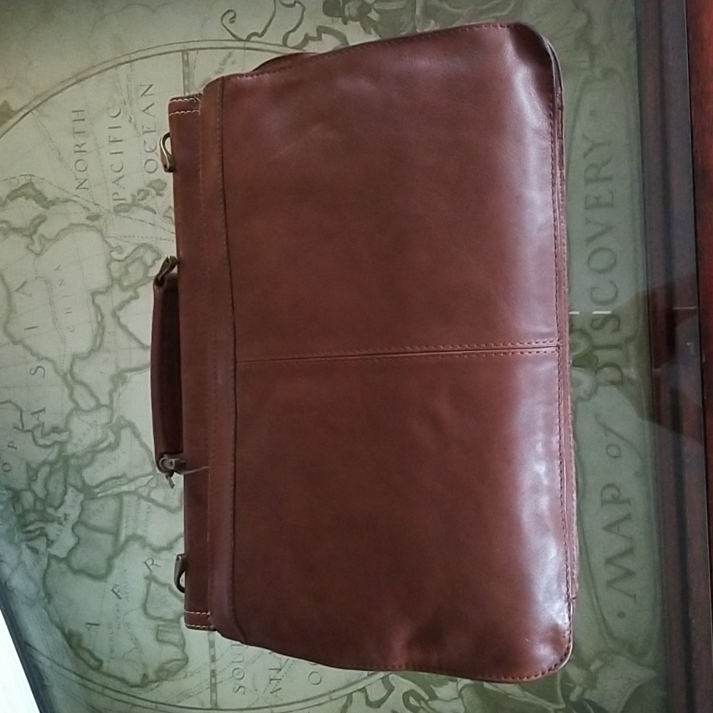 Nash Italian Leather Professor Briefcase Messenger Bag - Tuscan Brown Leather - Picture 2 of 10